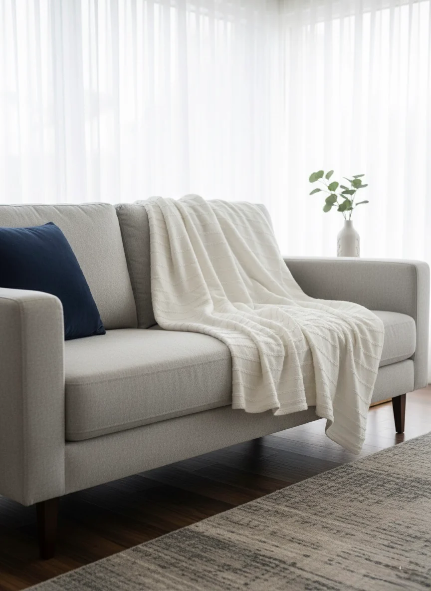 Weaved Cotton Off-White Throw – 50×70 Inches